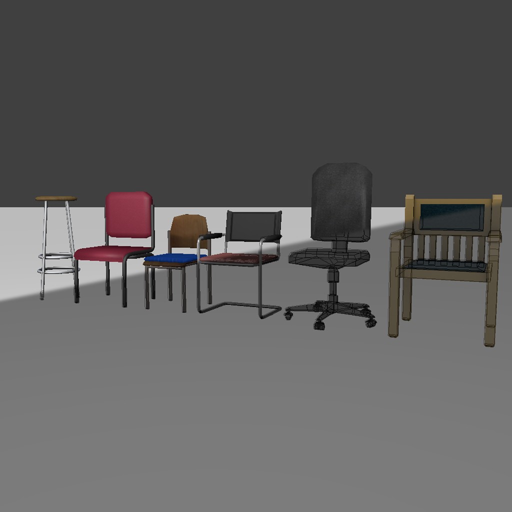 Low-Poly-Chair-Set preview image 3